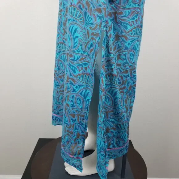 Cleobella Blue Bria Zuri Block Print Kaftan Midi Dress No Belt Size XS *Damaged - Picture 9 of 16